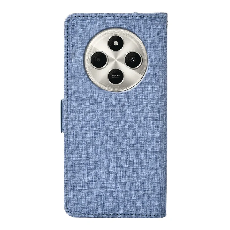 Custodia per telefono per Xiaomi Redmi 14C 4G / 14C 5G / A3 Pro 4G / 14R 5G / A4 5G / Poco C75 4G Texture in tessuto di jeans Custodia in pelle PU con slot per schede rotanti - Blu