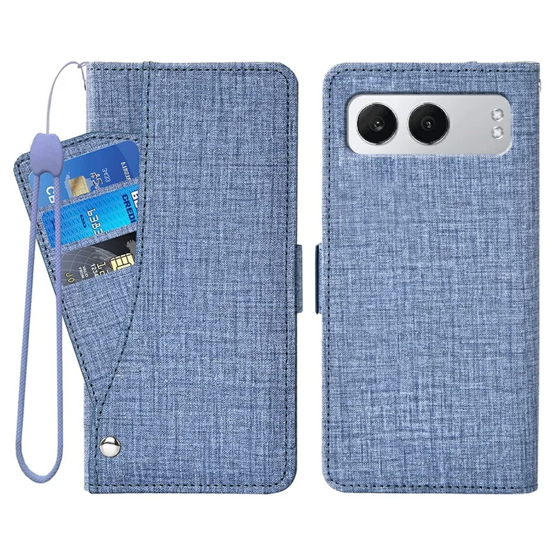 For OnePlus Nord 4 Case Jean Cloth Texture PU Leather Wallet Phone Cover with Rotating Card Slots - Blue