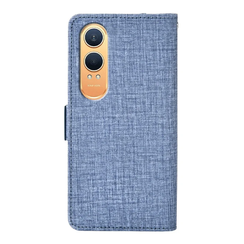 Чехол для OnePlus Nord CE4 Lite 5G / Oppo K12x 5G (Китай) с текстурой джинсовой ткани, кожаный бумажник с вращающимися слотами для карт - синий