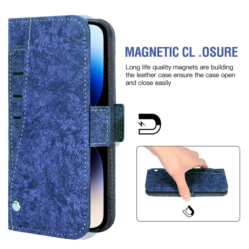 Per Samsung Galaxy S25 Edge Case Water-ink Painting Wallet PU Leathe Phone Cover con Slot per Carte Rotanti - Blu