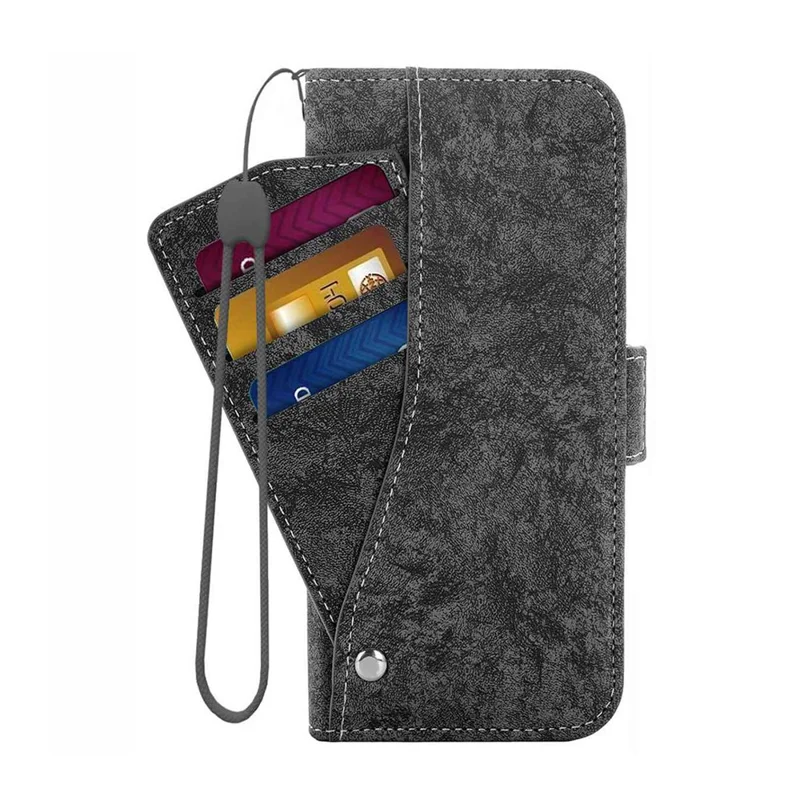 For iPhone Air Case Water-ink Painting Wallet PU Leathe Phone Cover with Rotating Card Slots - Black