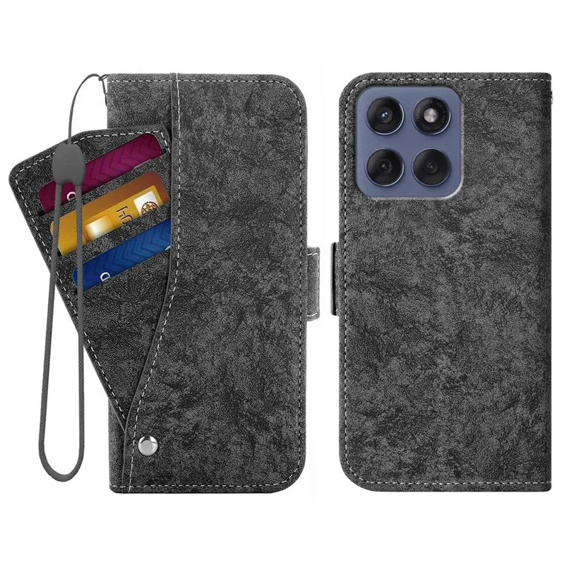 Per Motorola Edge 60 5G / 60 Fusion 5G / Edge (2025) 5G Custodia Pittura ad Inchiostro d'Acqua Portafoglio in Pelle PU Cover Telefonica con Slot per Schede Rotanti - Nero