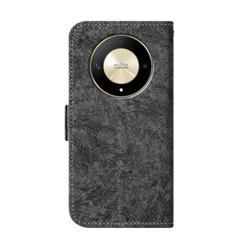 For Honor Magic6 Lite 5G / X9b 5G Capa Pintura em Água-tinta Carteira de Couro PU com Slots de Cartão Giratórios - Preto