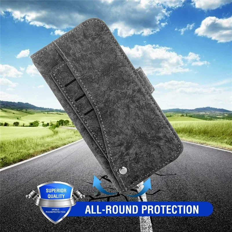 Custodia per telefono per Xiaomi Redmi 14C 4G / 14C 5G / 14R 5G / A4 5G / A3 Pro 4G / Poco C75 4G Pittura ad inchiostro d'acqua Portafoglio Custodia in pelle PU con alloggiamenti per schede rotanti - Nero