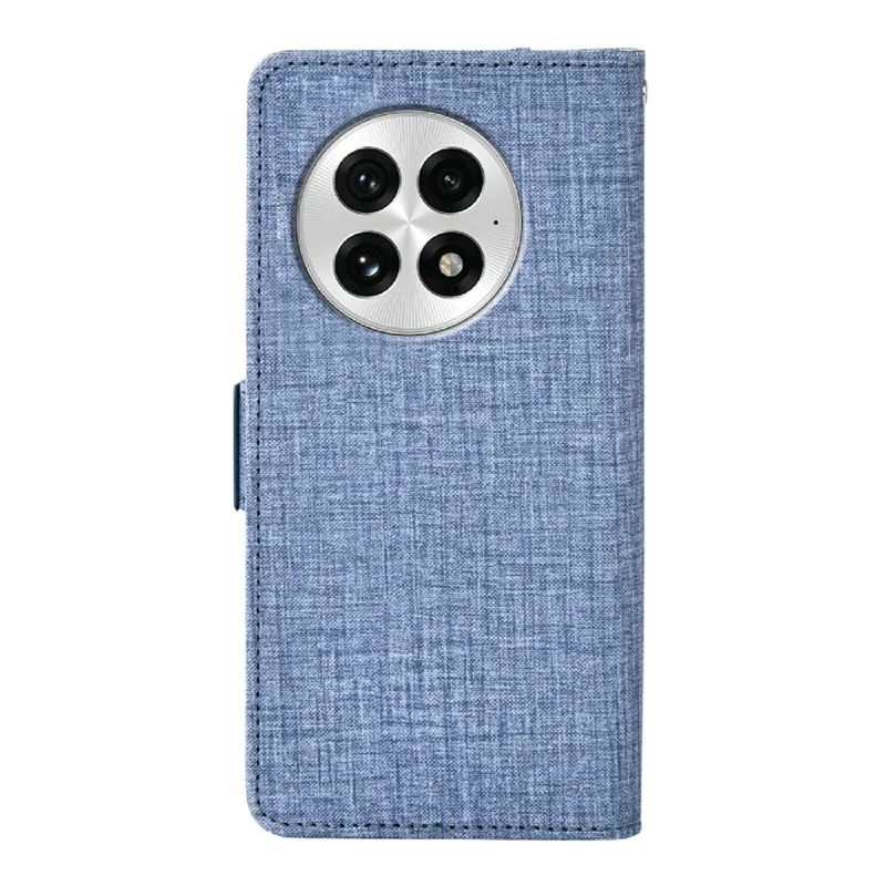 For OnePlus 13 Case Jean Cloth Texture PU Leather Wallet Phone Cover with Rotating Card Slots - Blue