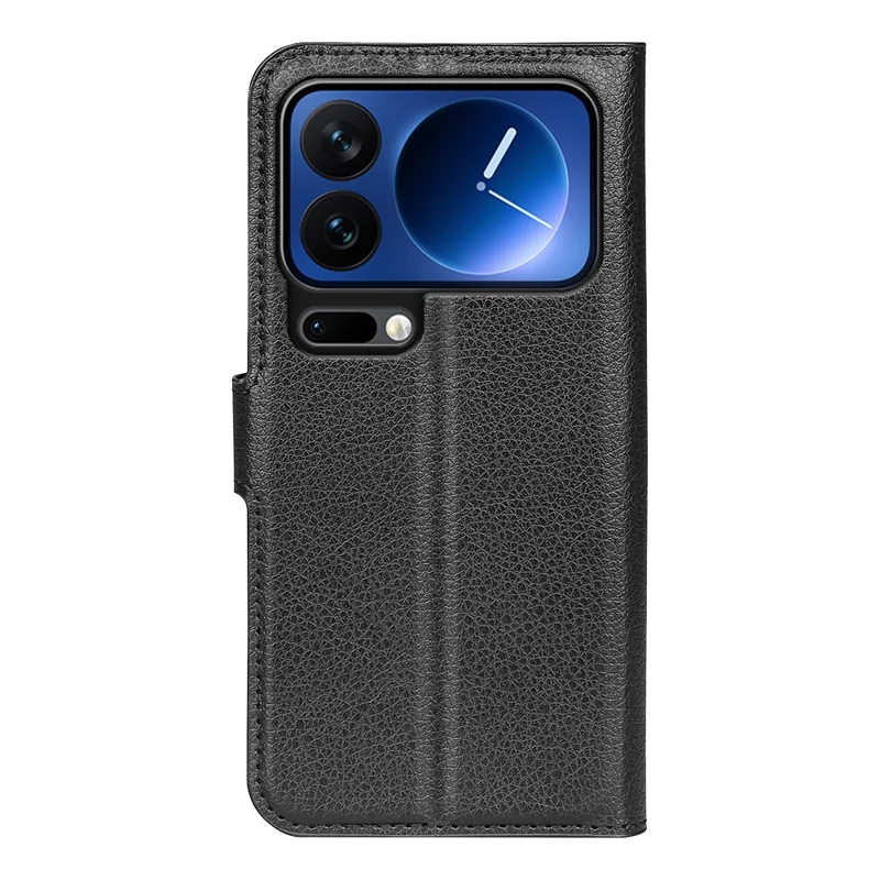 AMORUS For Xiaomi 17 Pro Wallet Case Litchi Texture Shockproof Leather Flip Stand Phone Cover - Black