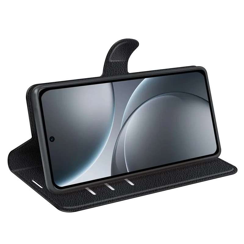 AMORUS For Oppo Find X9 5G Wallet Case Litchi Texture Shockproof Leather Flip Stand Phone Cover - Black