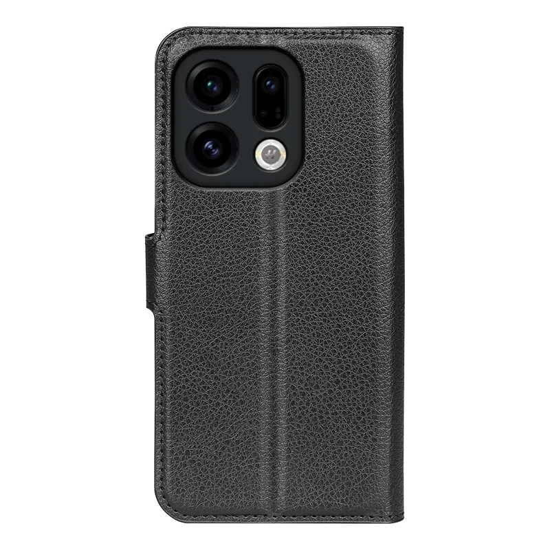 AMORUS For Oppo Find X9 5G Wallet Case Litchi Texture Shockproof Leather Flip Stand Phone Cover - Black