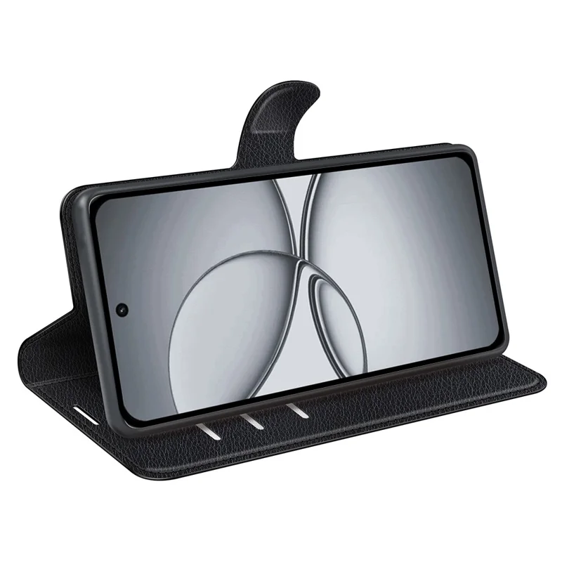 AMORUS For Realme 15T 5G Wallet Case Litchi Texture Shockproof Leather Flip Stand Phone Cover - Black