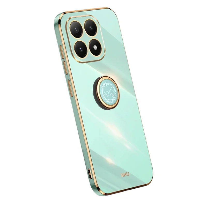 Bulk Purchasing XINLI For Xiaomi 15T Case Ring Kickstand Electroplating TPU Phone Cover - Cyan