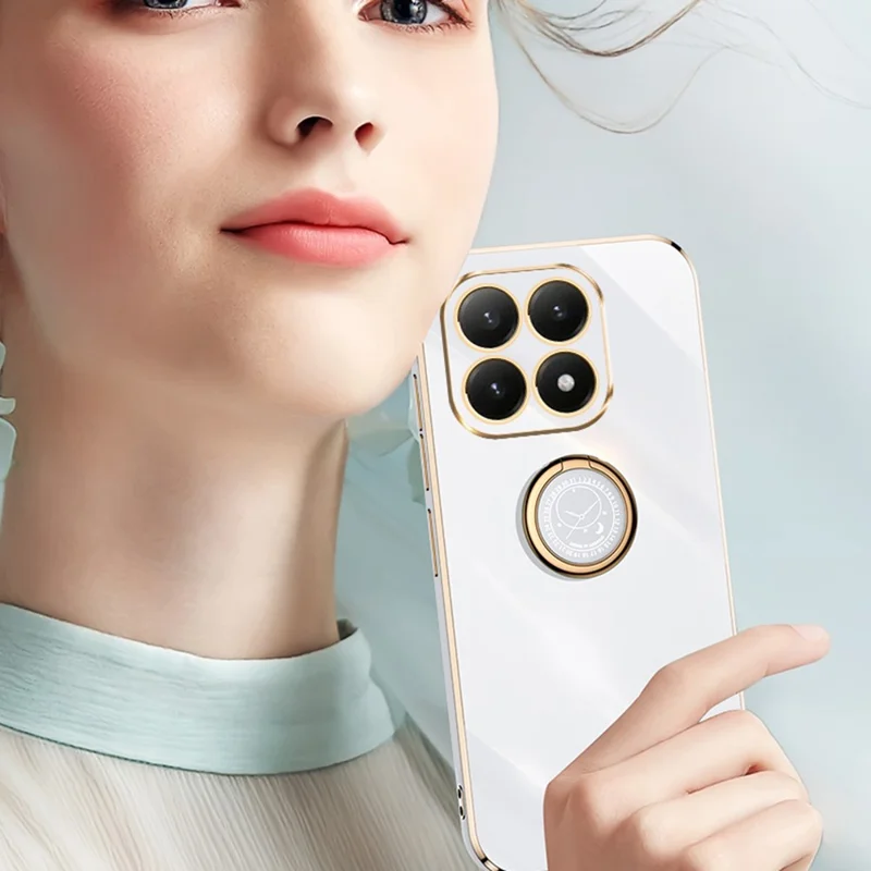 Bulk Purchasing XINLI For Xiaomi 15T Case Ring Kickstand Electroplating TPU Phone Cover - Cyan