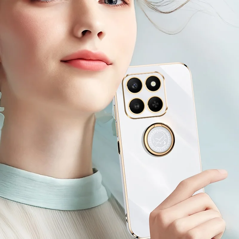 XINLI For Honor 400 Smart 5G / X7d 4G Custodia Anello Supporto Elettroplaccatura TPU Cover per Telefono - Ciano