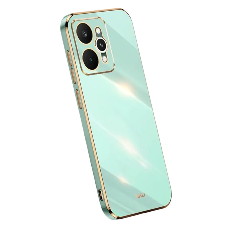 XINLI For Realme 15 5G Case TPU Phone Cover with Electroplating Frame - Cyan