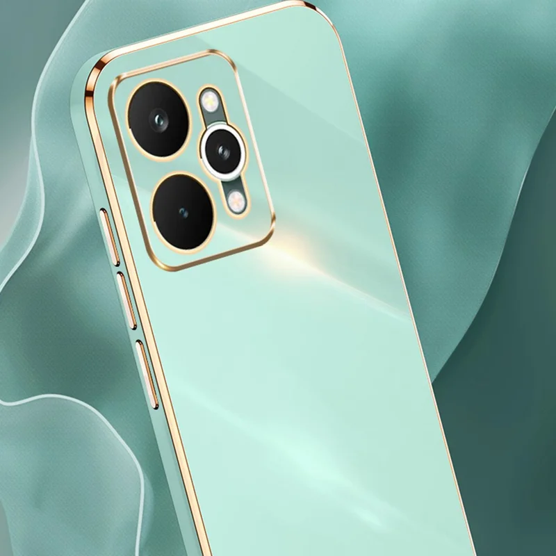 XINLI For Realme 15 5G Case TPU Phone Cover with Electroplating Frame - Cyan