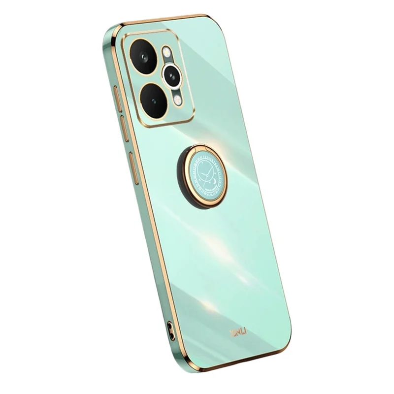 XINLI For Realme 15 5G Case Ring Kickstand Electroplating TPU Phone Cover - Cyan