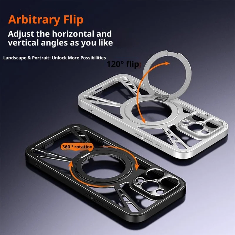 Capa Xiaomi Redmi K90 Pro Max 5G - Magnética, Suporte, Dissipação de Calor, Silicone + PC + Bumper de Metal - Preta