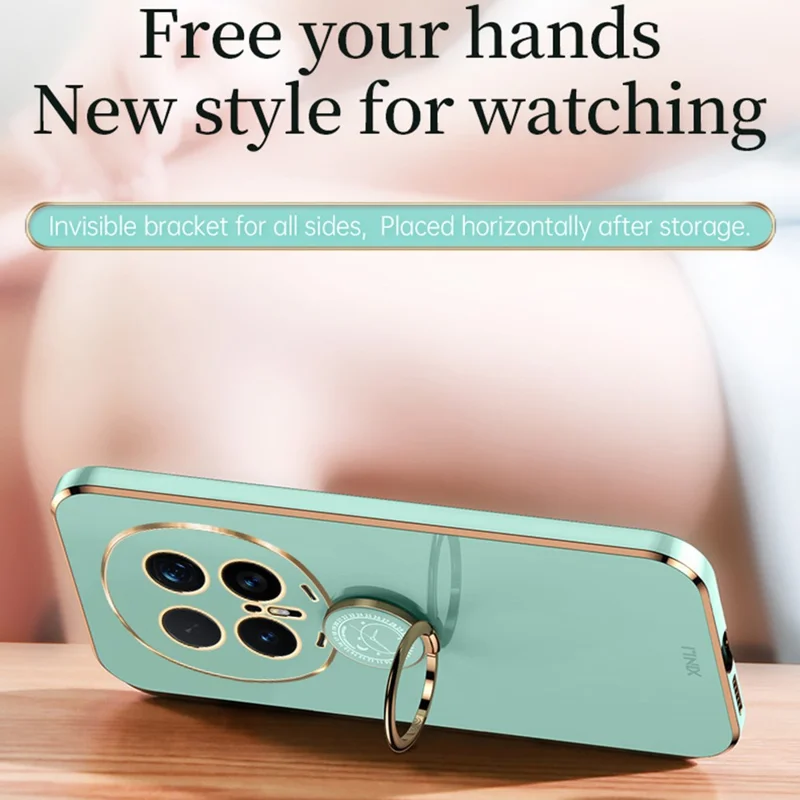 Bulk Purchasing XINLI For Honor Magic8 Pro 5G Case Ring Kickstand Electroplating TPU Phone Cover - Cyan