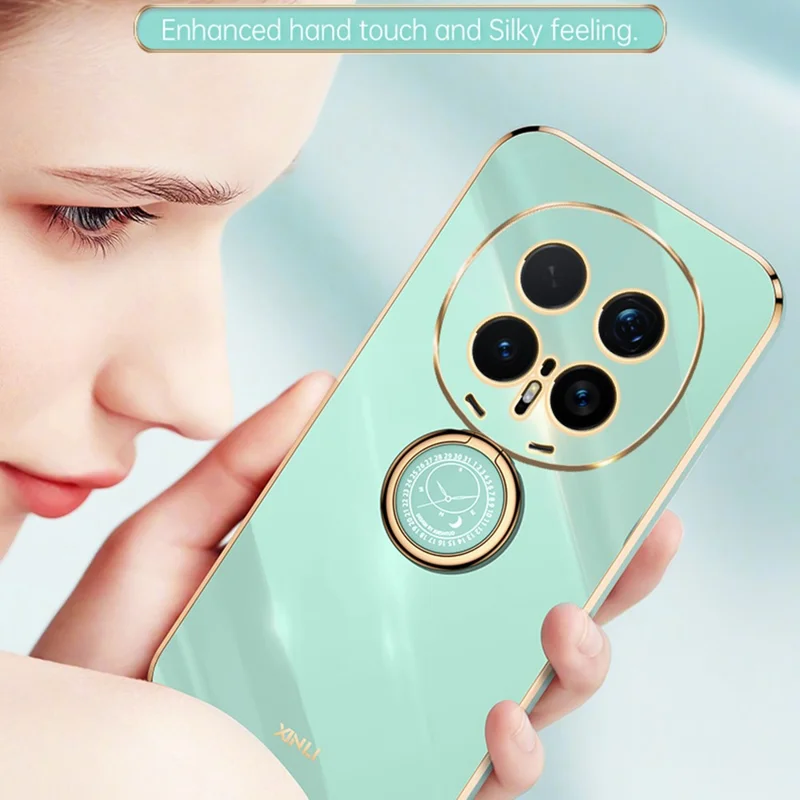 Bulk Purchasing XINLI For Honor Magic8 Pro 5G Case Ring Kickstand Electroplating TPU Phone Cover - Cyan
