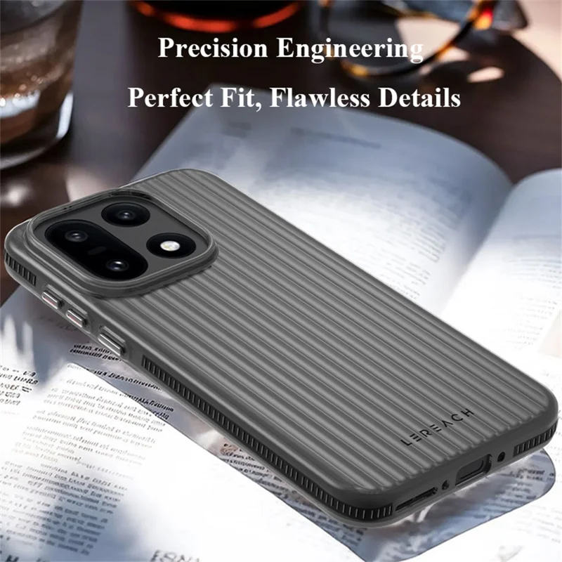 LEREACH TOC-Serie für OnePlus 15 5G-Hülle Fließendes Gitter PC-Handyhülle - Schwarz