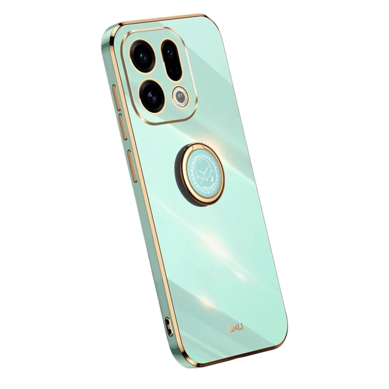 XINLI til Oppo Find X9 5G etui med ring og stander Elektrisk pladeret TPU telefondæksel - Cyan