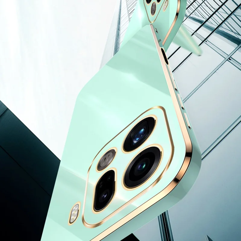 XINLI voor Oppo Find X9 Pro 5G hoesje TPU telefoonhoes met gegalvaniseerde rand - Cyaan