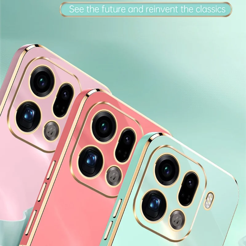 XINLI voor Oppo Find X9 Pro 5G hoesje TPU telefoonhoes met gegalvaniseerde rand - Cyaan