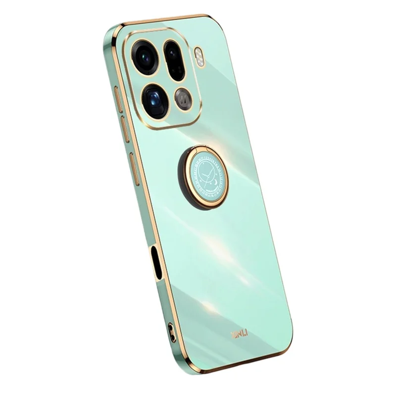 XINLI Pour Oppo Find X9 Pro 5G Étui Anneau Support Electroplating TPU Housse de Téléphone - Cyan