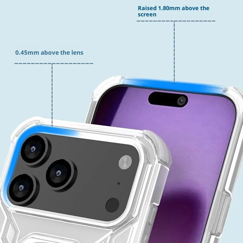 Custodia iPhone 17 Pro Compatibile con MagSafe Supporto Pieghevole TPU + Protezione PC Cuscinetto d'Aria - Rosa Trasparente