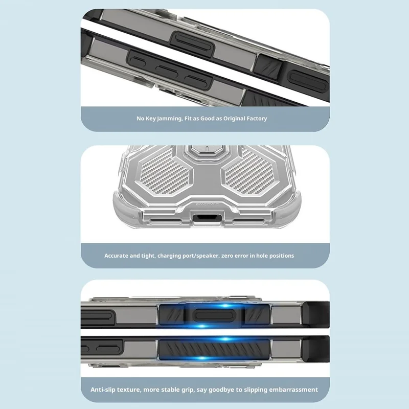 Custodia iPhone 17 Pro Compatibile con MagSafe Supporto Pieghevole TPU + Protezione PC Cuscinetto d'Aria - Rosa Trasparente