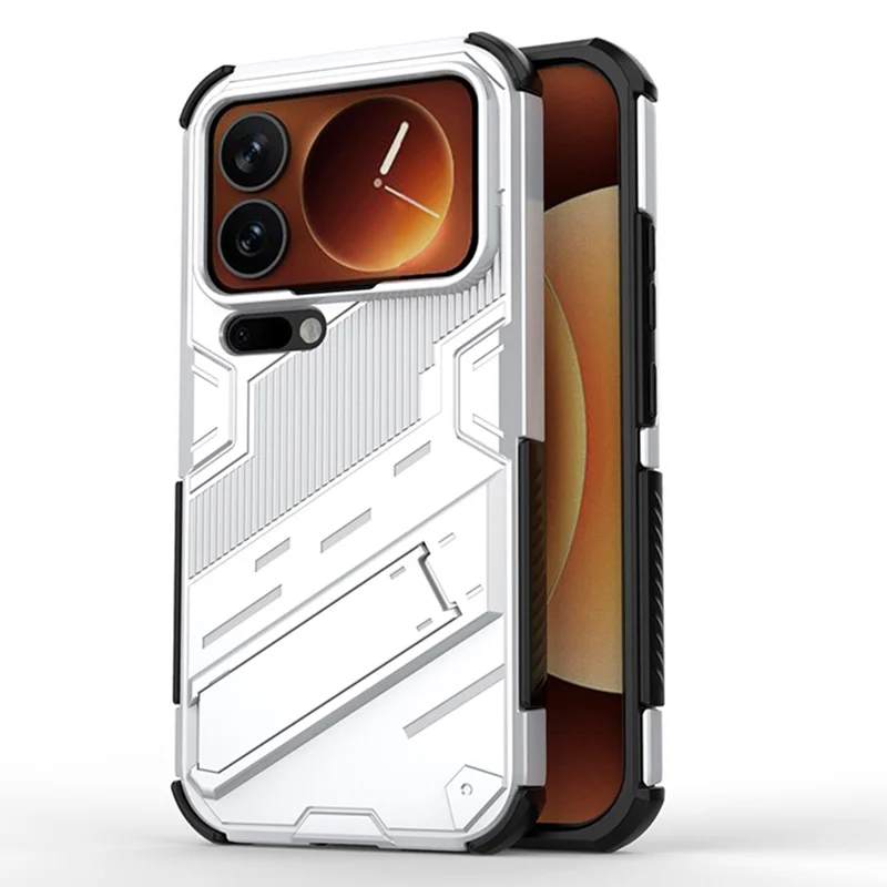 For Xiaomi 17 Pro Case PC + TPU Shockproof Phone Cover with Kickstand - White