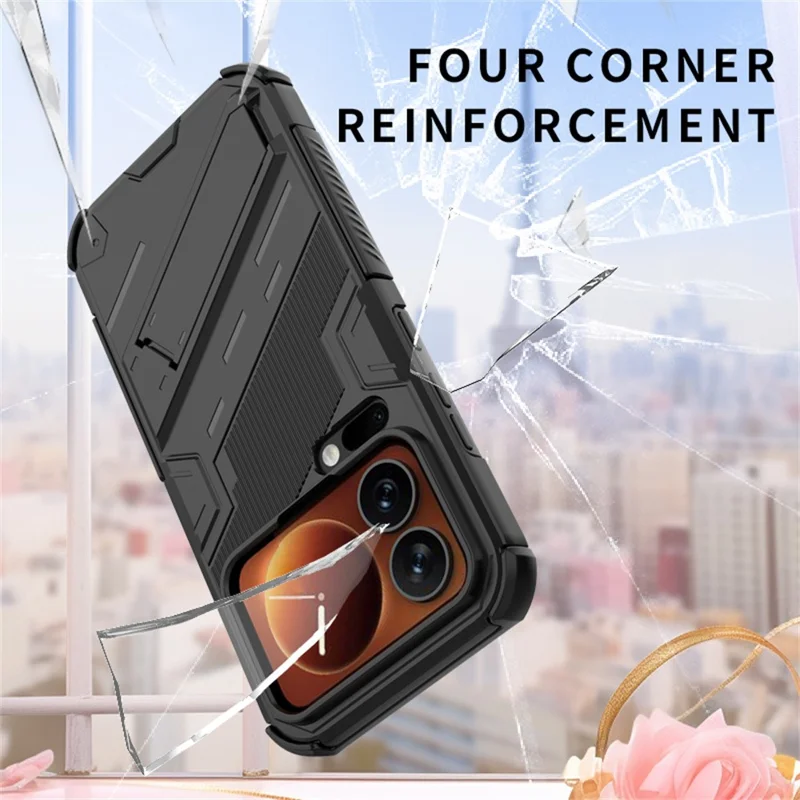 For Xiaomi 17 Pro Case PC + TPU Shockproof Phone Cover with Kickstand - White