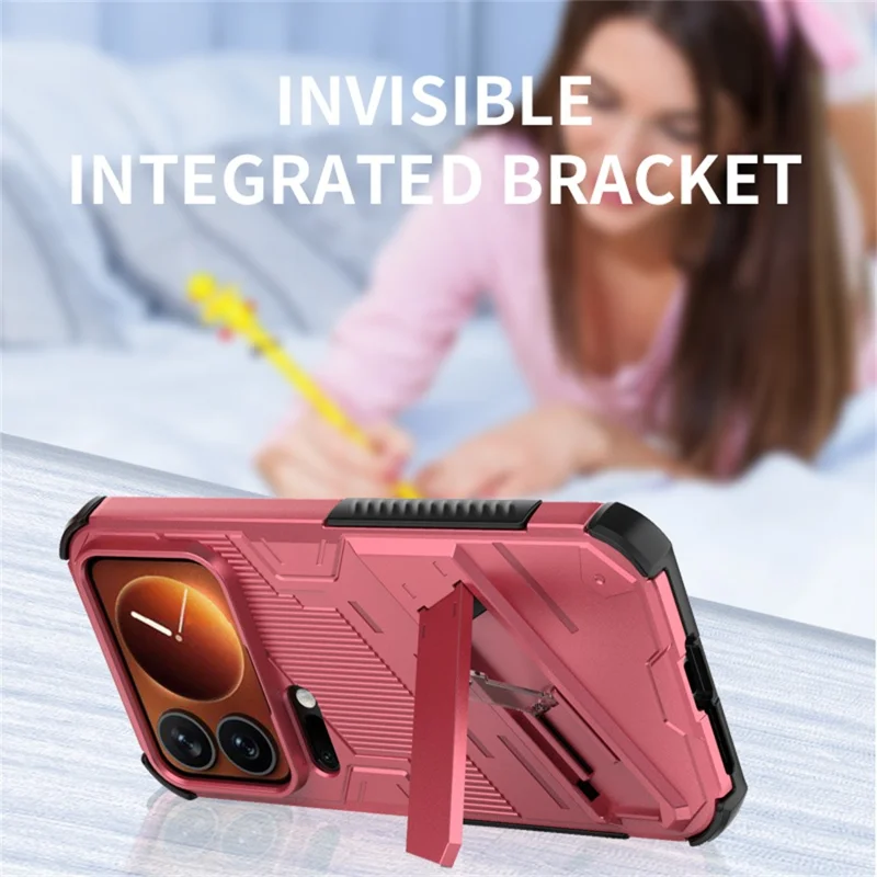 For Xiaomi 17 Pro Case PC + TPU Shockproof Phone Cover with Kickstand - White