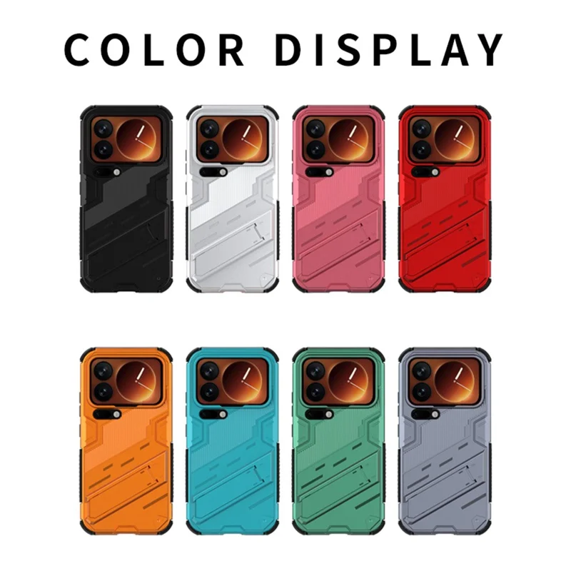 For Xiaomi 17 Pro Case PC + TPU Shockproof Phone Cover with Kickstand - White