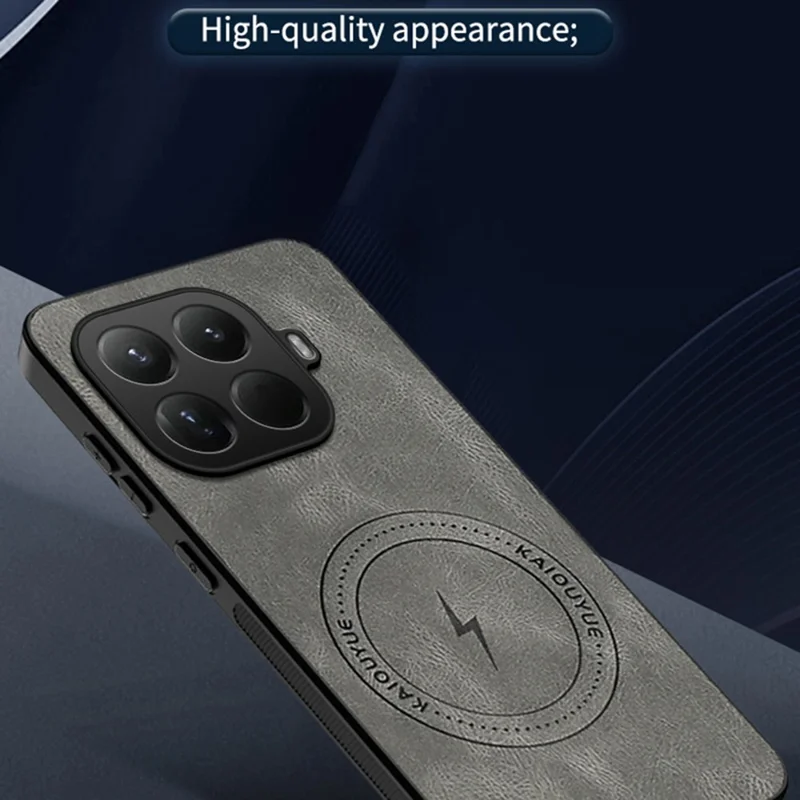 Custodia Xiaomi 15T Pro compatibile con MagSafe Texture Nappa in pelle PU Copertura posteriore del telefono in TPU - Grigio