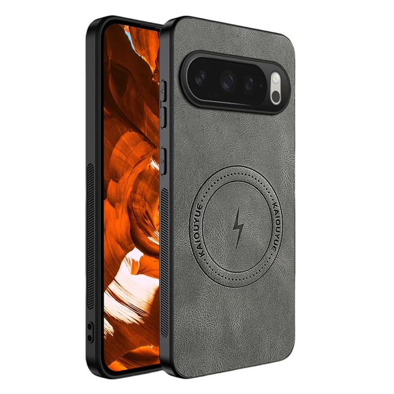 For Google Pixel 10 Pro XL Magnetic Case Nappa Texture PU Leather TPU Phone Back Cover - Grey