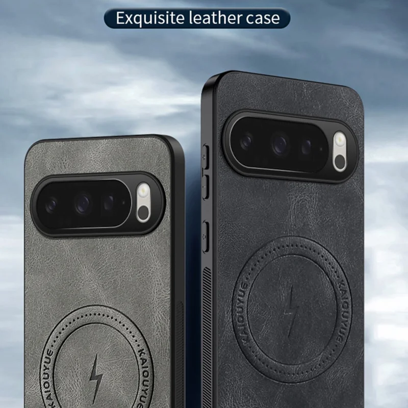For Google Pixel 10 Pro XL Magnetic Case Nappa Texture PU Leather TPU Phone Back Cover - Grey
