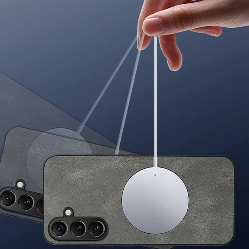 Capa para Samsung Galaxy S25 Compatível com MagSafe Textura Nappa Couro PU Capa Traseira de Telefone TPU - Preto