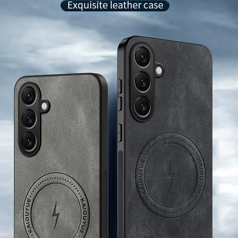 Capa para Samsung Galaxy S25 Compatível com MagSafe Textura Nappa Couro PU Capa Traseira de Telefone TPU - Preto