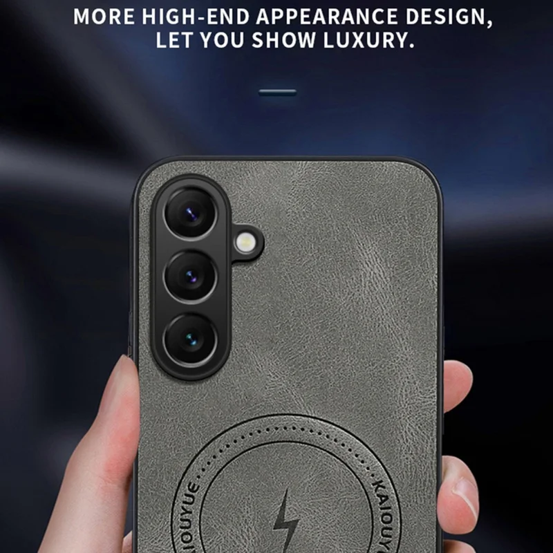 Capa para Samsung Galaxy S25 Compatível com MagSafe Textura Nappa Couro PU Capa Traseira de Telefone TPU - Preto