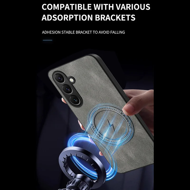 Capa para Samsung Galaxy S25 Compatível com MagSafe Textura Nappa Couro PU Capa Traseira de Telefone TPU - Preto