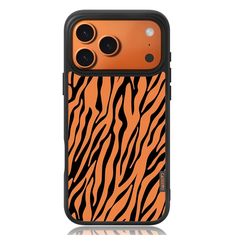 CASEEVO For iPhone 17 Pro Max Case Compatible with MagSafe Zebra Pattern TPU PC Phone Cover - Orange