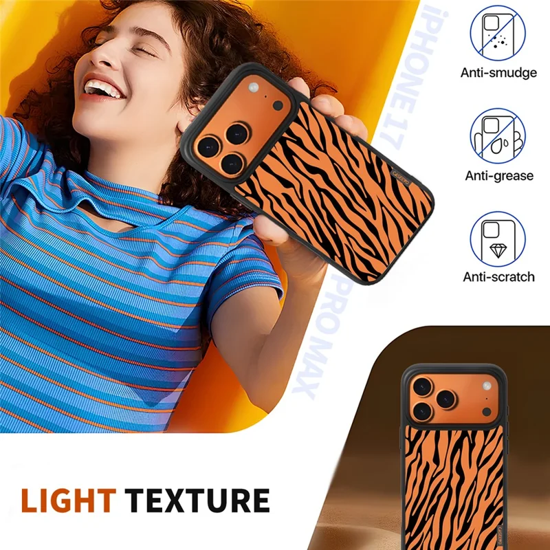 CASEEVO For iPhone 17 Pro Max Case Compatible with MagSafe Zebra Pattern TPU PC Phone Cover - Orange