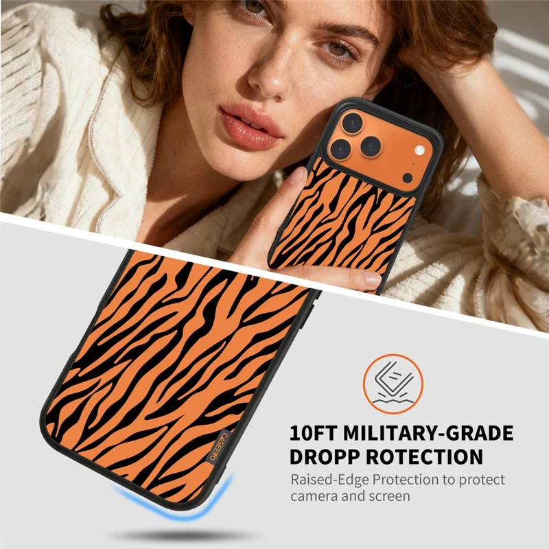 CASEEVO For iPhone 17 Pro Max Case Compatible with MagSafe Zebra Pattern TPU PC Phone Cover - Orange