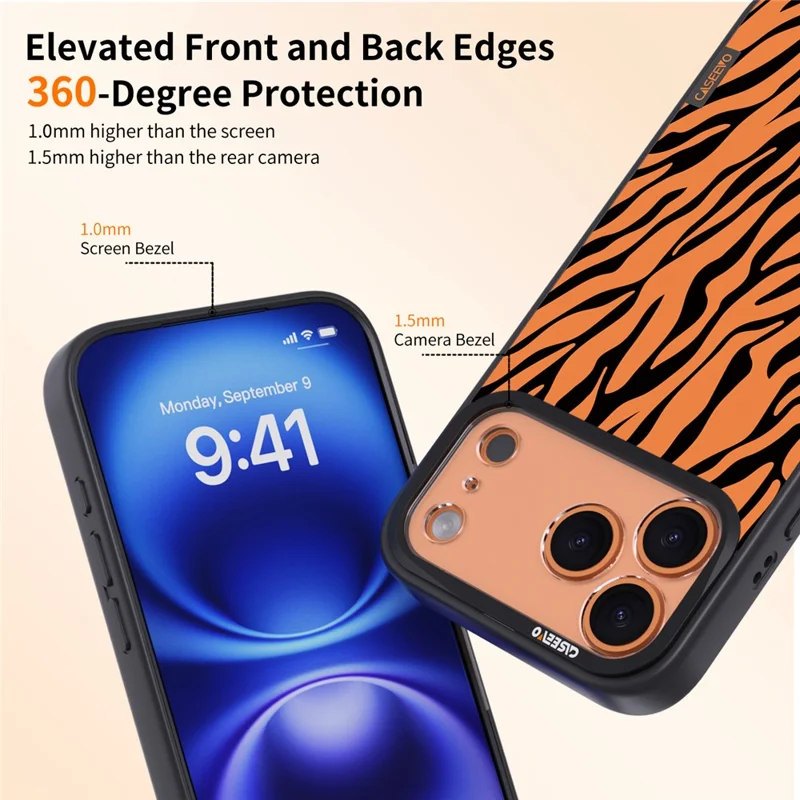 CASEEVO For iPhone 17 Pro Max Case Compatible with MagSafe Zebra Pattern TPU PC Phone Cover - Orange