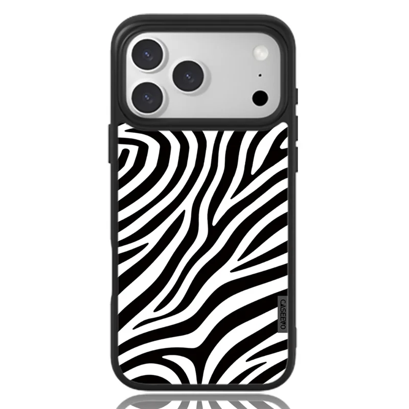CASEEVO For iPhone 17 Pro Max Case Compatible with MagSafe Zebra Pattern TPU PC Phone Cover - White