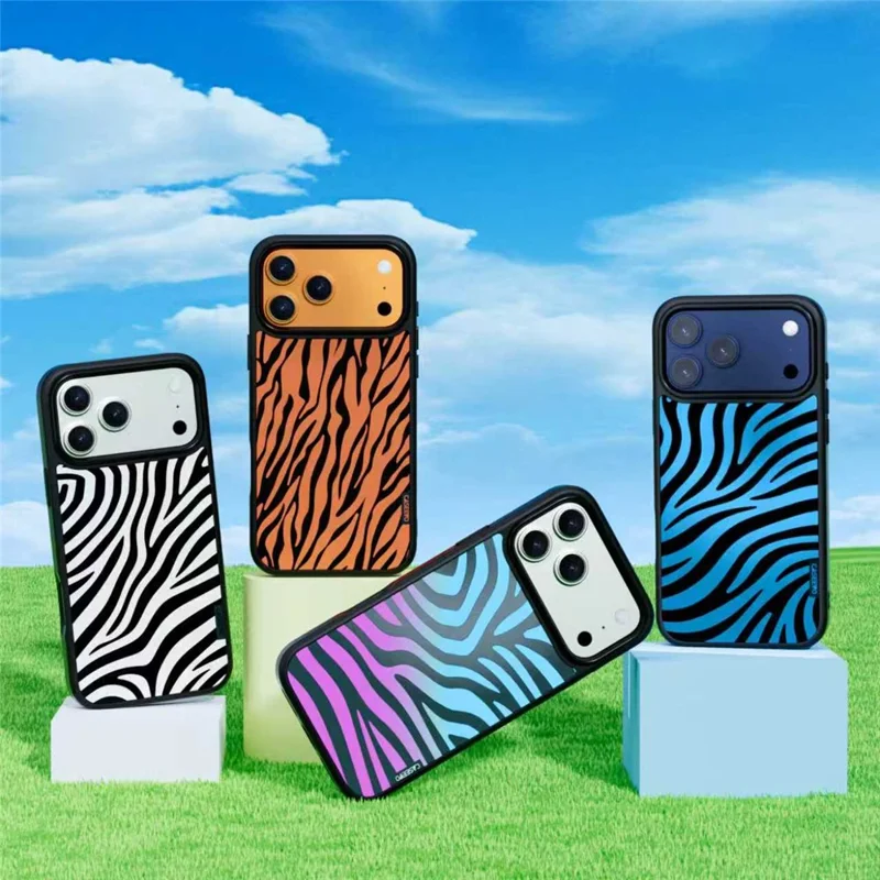 CASEEVO For iPhone 17 Pro Max Case Compatible with MagSafe Zebra Pattern TPU PC Phone Cover - White