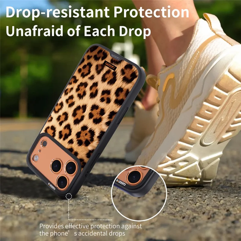 CASEEVO Pour iPhone 17 Pro Max Étui Compatible avec MagSafe Motif Léopard TPU PC Coque de Téléphone - Marron