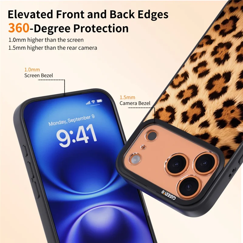 CASEEVO Pour iPhone 17 Pro Max Étui Compatible avec MagSafe Motif Léopard TPU PC Coque de Téléphone - Marron