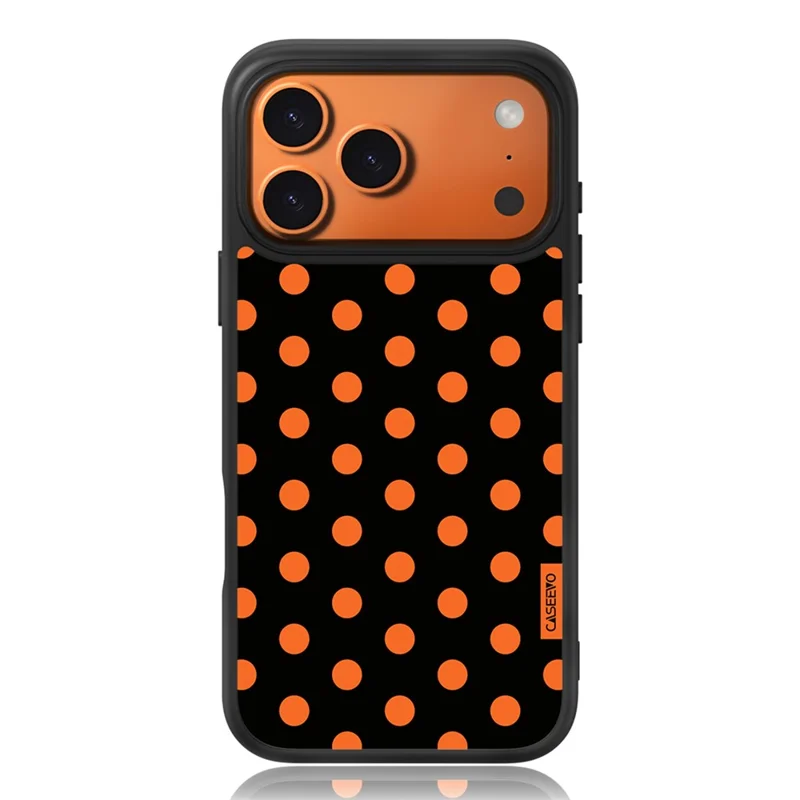 CASEEVO For iPhone 17 Pro Max Case Compatible with MagSafe Polka Dot Pattern TPU PC Phone Cover - Black  /  Orange