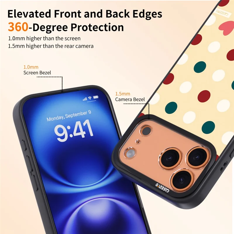 CASEEVO لجهاز iPhone 17 Pro Max غطاء متوافق مع MagSafe بنمط دائري نقطي TPU PC غطاء الهاتف - براقة